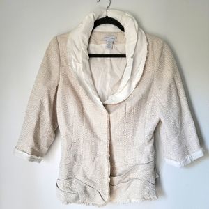 Soft Surroundings Linen Blend Cream 3/4 Sleeve Jacket